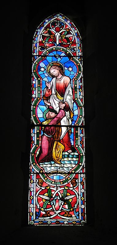 West Window with St Peter walking on water and Jesus