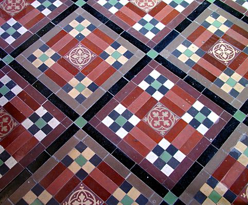 Tiles to the right of the altar